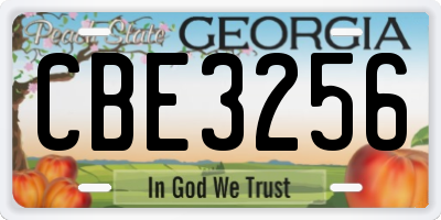 GA license plate CBE3256