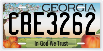 GA license plate CBE3262