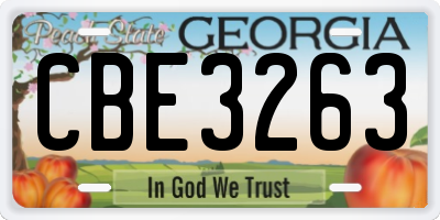 GA license plate CBE3263