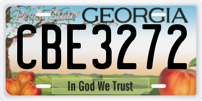 GA license plate CBE3272