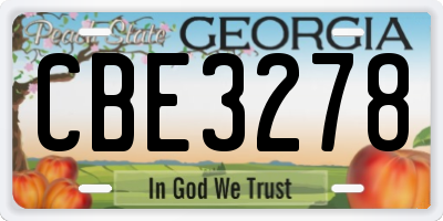 GA license plate CBE3278