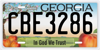 GA license plate CBE3286