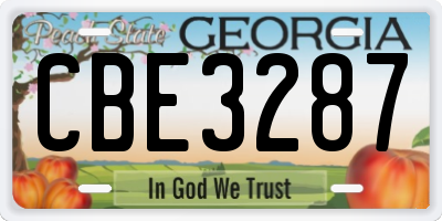 GA license plate CBE3287
