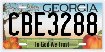 GA license plate CBE3288