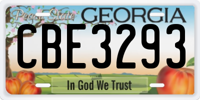 GA license plate CBE3293
