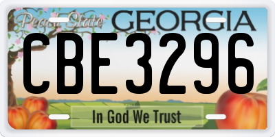 GA license plate CBE3296