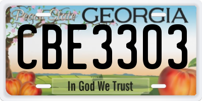 GA license plate CBE3303