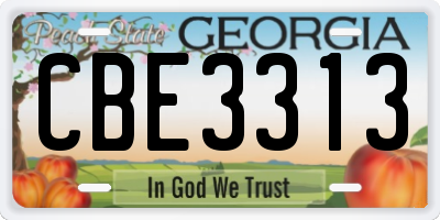 GA license plate CBE3313