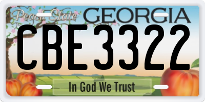 GA license plate CBE3322