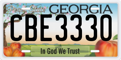 GA license plate CBE3330