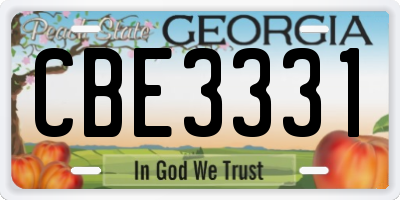 GA license plate CBE3331
