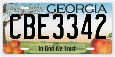 GA license plate CBE3342