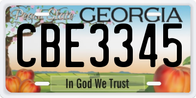GA license plate CBE3345