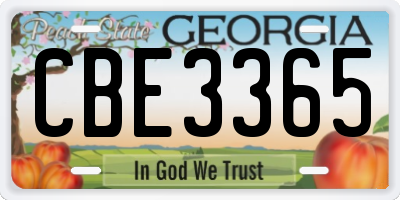 GA license plate CBE3365