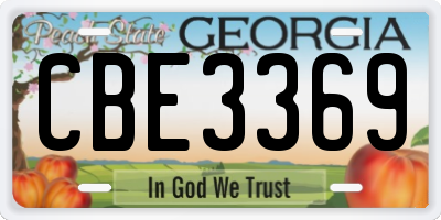 GA license plate CBE3369