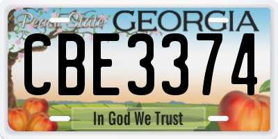 GA license plate CBE3374