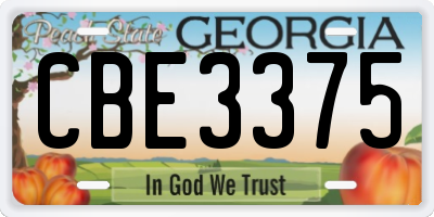 GA license plate CBE3375