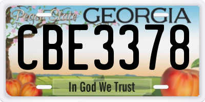 GA license plate CBE3378