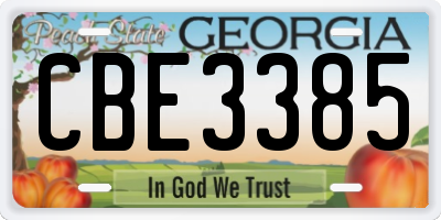 GA license plate CBE3385