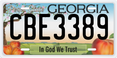 GA license plate CBE3389