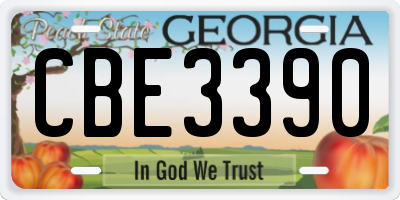 GA license plate CBE3390