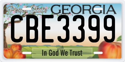 GA license plate CBE3399