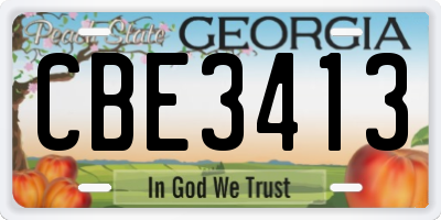GA license plate CBE3413