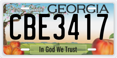 GA license plate CBE3417