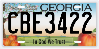 GA license plate CBE3422