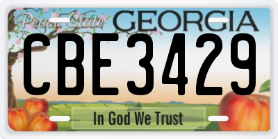 GA license plate CBE3429