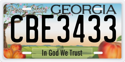 GA license plate CBE3433