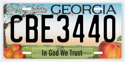 GA license plate CBE3440