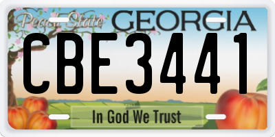 GA license plate CBE3441