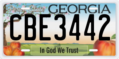 GA license plate CBE3442