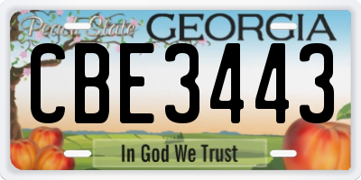 GA license plate CBE3443