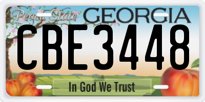 GA license plate CBE3448