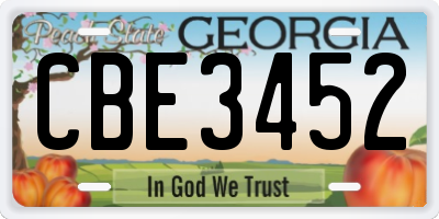 GA license plate CBE3452