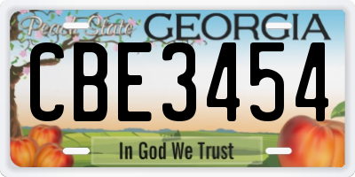GA license plate CBE3454