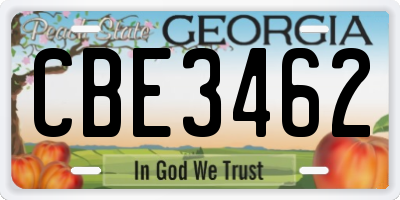 GA license plate CBE3462
