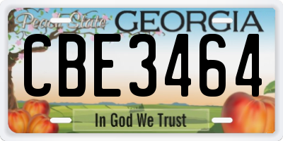GA license plate CBE3464