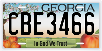 GA license plate CBE3466