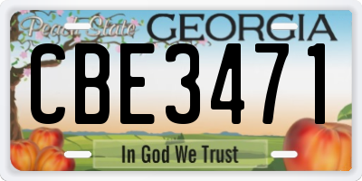 GA license plate CBE3471