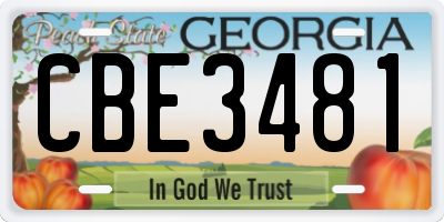 GA license plate CBE3481
