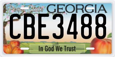 GA license plate CBE3488