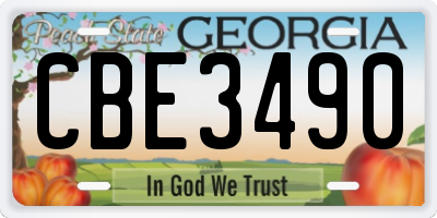 GA license plate CBE3490