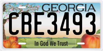 GA license plate CBE3493