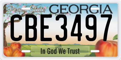 GA license plate CBE3497