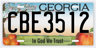 GA license plate CBE3512