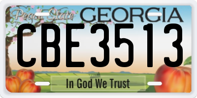 GA license plate CBE3513