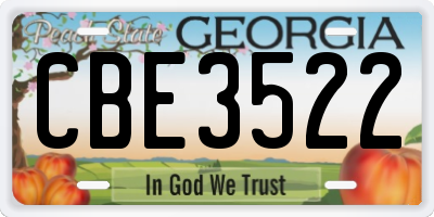 GA license plate CBE3522